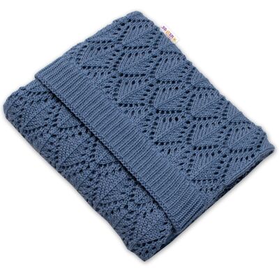 Baby Nellys Luxusní bavlněná háčkovaná deka, dečka. ažurková LOVE, 75x95cm - jeans Baby Nellys Luxusní bavlněná háčkovaná deka, dečka. ažurková LOVE, 75x95cm - jeans