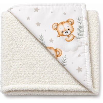 Baby Nellys Dětská oboustranná deka beránek 90x75 cm, Sleepy Teddy, bílá, cream Baby Nellys Dětská oboustranná deka beránek 90x75 cm, Sleepy Teddy, bílá, cream