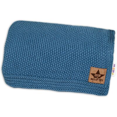 Baby Nellys Bavlněná deka, dečka pletená, BASIC, 80x90cm, navy Baby Nellys Bavlněná deka, dečka pletená, BASIC, 80x90cm, navy