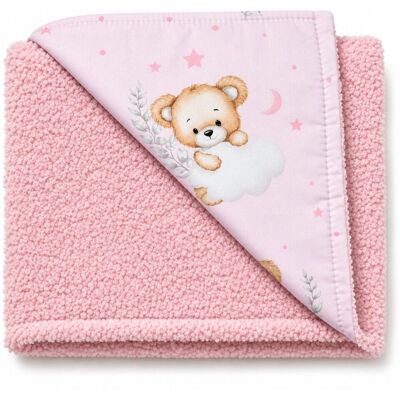Baby Nellys Dětská oboustranná deka beránek 90x75 cm, Sleepy Teddy, růžový Baby Nellys Dětská oboustranná deka beránek 90x75 cm, Sleepy Teddy, růžový