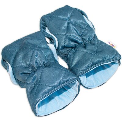 Baby Nellys Rukávník ke kočárku, prošívaný, Velvet - modrý Baby Nellys Rukávník ke kočárku, prošívaný, Velvet - modrý