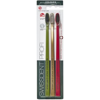 Swissdent Colours Soft Medium zubní kartáčky 2+1 ks Swissdent Colours Soft Medium zubní kartáčky 2+1 ks