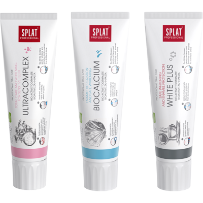 SPLAT Trio sada Professional Ultracomplex, Biocalcium, White Plus zubní pasty 3x100 ml SPLAT Trio sada Professional Ultracomplex, Biocalcium, White Plus zubní pasty 3x100 ml