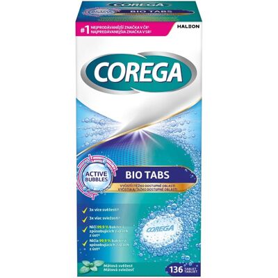 Corega - Model: Bio - Unisex - 136 ks - Čisticí tablety Corega - Model: Bio - Unisex - 136 ks - Čisticí tablety