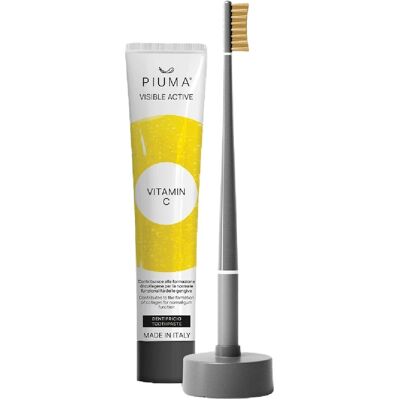 Piuma Dárkový set na péči o zuby s vitamínem C 4 ks Asphalt Grey Piuma Dárkový set na péči o zuby s vitamínem C 4 ks Asphalt Grey