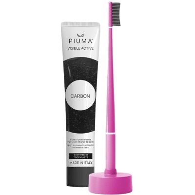 Piuma Dárkový set na péči o zuby s aktivním uhlím 4 ks Very Magenta Piuma Dárkový set na péči o zuby s aktivním uhlím 4 ks Very Magenta