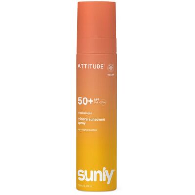 ATTITUDE Sunly Minerální opalovací krém ve spreji SPF 50+ s vůní tropického kokosu 75 ml ATTITUDE Sunly Minerální opalovací krém ve spreji SPF 50+ s vůní tropického kokosu 75 ml