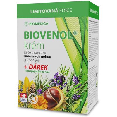 Biomedica Biovenol krém 2x200 ml + konopný krém na ruce 100 ml Biomedica Biovenol krém 2x200 ml + konopný krém na ruce 100 ml