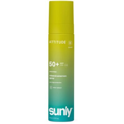 ATTITUDE Sunly Minerální opalovací krém ve spreji SPF 50+ bez vůně 75 ml ATTITUDE Sunly Minerální opalovací krém ve spreji SPF 50+ bez vůně 75 ml