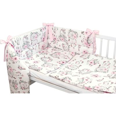 Baby Nellys 3-dílná sada Mantinel s povlečením, Sny Jednorožce, bílá/růžová, 135x100 cm Baby Nellys 3-dílná sada Mantinel s povlečením, Sny Jednorožce, bílá/růžová, 135x100 cm