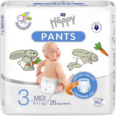 Bella Baby Happy Pants vel. 3 Midi plenkové kalhotky 26 ks Bella Baby Happy Pants vel. 3 Midi plenkové kalhotky 26 ks
