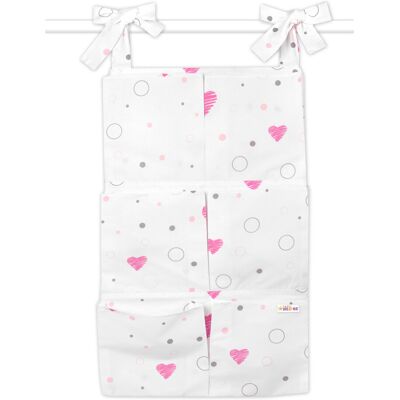 Baby Nellys Kapsář na postýlku 6 kapes , I love Girl, růžový/bílý Baby Nellys Kapsář na postýlku 6 kapes , I love Girl, růžový/bílý