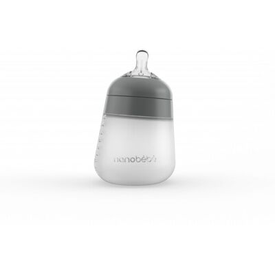Nanobébé Silikonová dětská Flexy láhev 270ml 1ks - šedá Nanobébé Silikonová dětská Flexy láhev 270ml 1ks - šedá