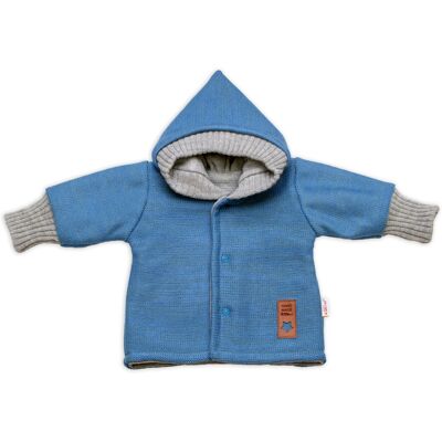Baby Nellys Rostoucí oboustranný svetřík s kapucí Hand Made, modrá-šedá, vel. 80/86 Baby Nellys Rostoucí oboustranný svetřík s kapucí Hand Made, modrá-šedá, vel. 80/86