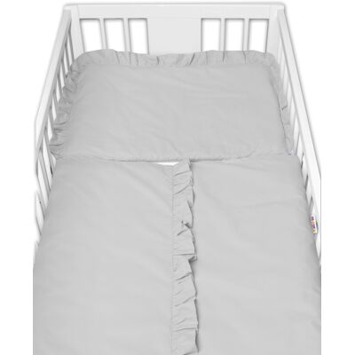 Baby Nellys 2-dílné bavlněné povlečení s volánkem SOFT, šedé, 135x100 cm Baby Nellys 2-dílné bavlněné povlečení s volánkem SOFT, šedé, 135x100 cm
