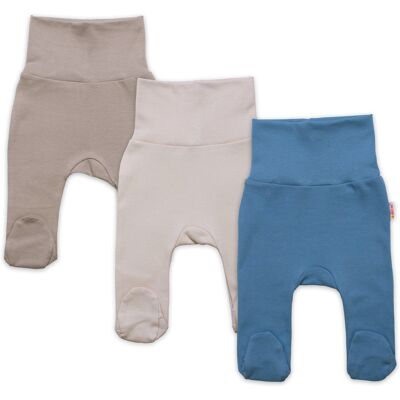 Baby Nellys Rostoucí výhodná sada, 3x polodupačky pro miminko Nature - modrá/béžová/taupe Vel. 50/56 Baby Nellys Rostoucí výhodná sada, 3x polodupačky pro miminko Nature - modrá/béžová/taupe Vel. 50/56