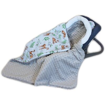 Baby Nellys Bavlněná oboustranná dečka 3v1 s minky a kožešinkou, 90x90 cm, srnky Baby Nellys Bavlněná oboustranná dečka 3v1 s minky a kožešinkou, 90x90 cm, srnky