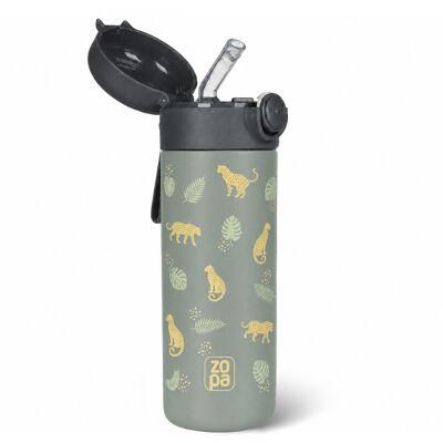 Zopa Termoska na tekutiny s brčkem a silikonovým držákem 350 ml, Wild Gepard 8 Zopa Termoska na tekutiny s brčkem a silikonovým držákem 350 ml, Wild Gepard 8