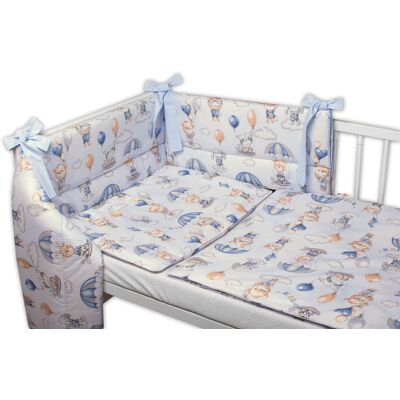 Baby Nellys 3-dílná sada Mantinel s povlečením, Létající zvířátka, modré, 135x100 cm Baby Nellys 3-dílná sada Mantinel s povlečením, Létající zvířátka, modré, 135x100 cm