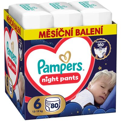 Pampers Night Pants vel. 6 13–19 kg dětské plenkové kalhotky 80 ks Pampers Night Pants vel. 6 13–19 kg dětské plenkové kalhotky 80 ks