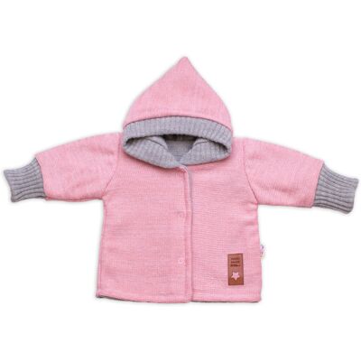 Baby Nellys Rostoucí oboustranný svetřík s kapucí Hand Made, růžová-šedá, vel. 68/74 Baby Nellys Rostoucí oboustranný svetřík s kapucí Hand Made, růžová-šedá, vel. 68/74