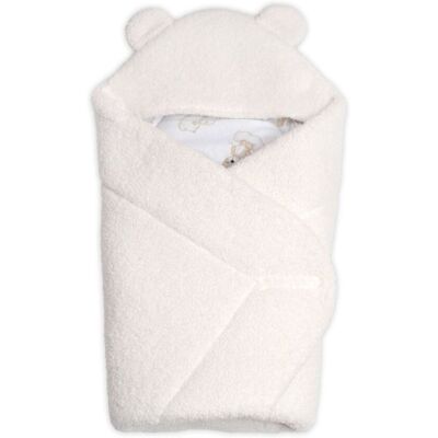 Baby Nellys Beránková zavinovačka s kapucí bavlna/beránek, Teddy - Medvídek smetana Baby Nellys Beránková zavinovačka s kapucí bavlna/beránek, Teddy - Medvídek smetana