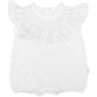 Baby Nellys Body s nohavičkami, mušelín s krajkou BOHO - bílé, vel. 86 Baby Nellys Body s nohavičkami, mušelín s krajkou BOHO - bílé, vel. 86