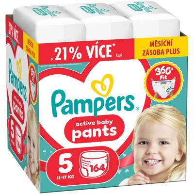 Pampers Active Baby vel. 5 11–17 kg plenkové kalhotky 164 ks Pampers Active Baby vel. 5 11–17 kg plenkové kalhotky 164 ks