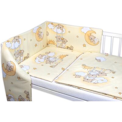 Baby Nellys Mantinel s povlečením Premium, 3D sada, Medvídek na žebříku, žlutý, 135x100cm Baby Nellys Mantinel s povlečením Premium, 3D sada, Medvídek na žebříku, žlutý, 135x100cm