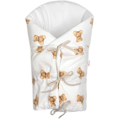 Baby Nellys Klasická retro zavinovačka šněrovací s výplní - Míša, bílá s potiskem Baby Nellys Klasická retro zavinovačka šněrovací s výplní - Míša, bílá s potiskem