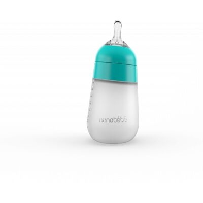 Nanobébé Silikonová dětská Flexy láhev 270ml 1ks - tyrkysová Nanobébé Silikonová dětská Flexy láhev 270ml 1ks - tyrkysová