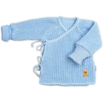 Baby Nellys Kojenecký svetřík, rostoucí, na zavazování na boku - modrá Baby Nellys Kojenecký svetřík, rostoucí, na zavazování na boku - modrá