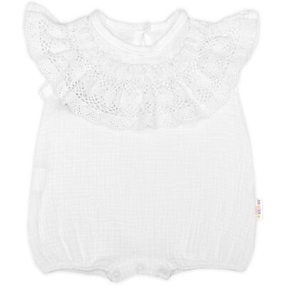Baby Nellys Body s nohavičkami, mušelín s krajkou BOHO - bílé, vel. 80 Baby Nellys Body s nohavičkami, mušelín s krajkou BOHO - bílé, vel. 80