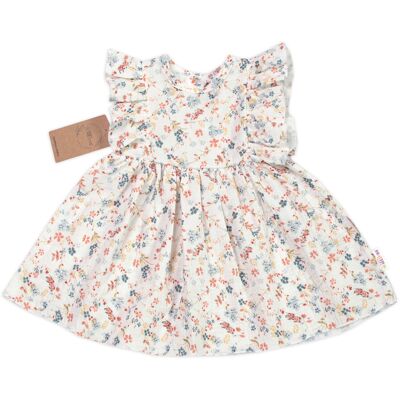 Baby Nellys - Luční kvítky - smetanové - Mušelínové šatičky Baby Nellys - Luční kvítky - smetanové - Mušelínové šatičky