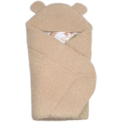 Baby Nellys Beránková zavinovačka s kapucí bavlna/beránek, Teddy - Srnka béžová, hnědá Baby Nellys Beránková zavinovačka s kapucí bavlna/beránek, Teddy - Srnka béžová, hnědá