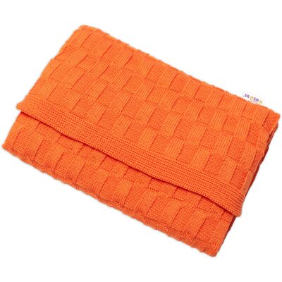 Baby Nellys Luxusní bavlněná pletená deka,CUBE, 80 x 100 cm - orange Baby Nellys Luxusní bavlněná pletená deka,CUBE, 80 x 100 cm - orange