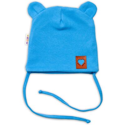Baby Nellys Bavlněná dvouvrstvá čepice s oušky TEDDY,modrá Baby Nellys Bavlněná dvouvrstvá čepice s oušky TEDDY,modrá