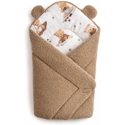 Baby Nellys Beránková zavinovačka bavlna/beránek, boucle - Kouzelný méďa, hnědá Baby Nellys Beránková zavinovačka bavlna/beránek, boucle - Kouzelný méďa, hnědá