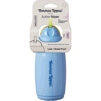Tommee Tippee Hrneček s brčkem Active 12m+ 266 ml modrý Tommee Tippee Hrneček s brčkem Active 12m+ 266 ml modrý
