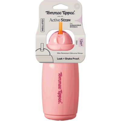 Tommee Tippee Hrneček s brčkem Active 12m+ 266 ml růžový Tommee Tippee Hrneček s brčkem Active 12m+ 266 ml růžový