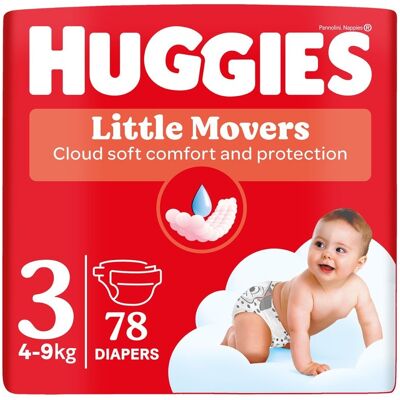 Huggies Little Movers 3 4-9 kg jednorázové plenky 78 ks Huggies Little Movers 3 4-9 kg jednorázové plenky 78 ks