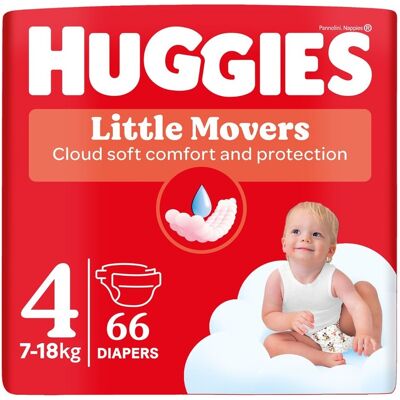 Huggies Little Movers 4 7-18 kg jednorázové plenky 66 ks Huggies Little Movers 4 7-18 kg jednorázové plenky 66 ks