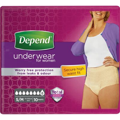 Depend Super pro ženy S/M natahovací kalhotky 10 ks Depend Super pro ženy S/M natahovací kalhotky 10 ks