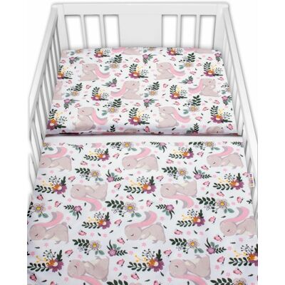 Baby Nellys 2-dílné bavlněné povlečení Králíček na louce - růžová, bílá, 135x100 Baby Nellys 2-dílné bavlněné povlečení Králíček na louce - růžová, bílá, 135x100