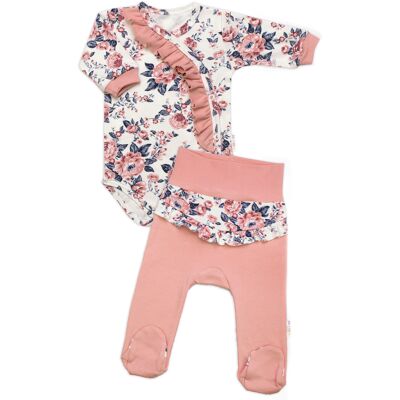 Baby Nellys Bavlněná sada 2D, body + polodupačky Růžičky, pudrově růžová vel. 62 Baby Nellys Bavlněná sada 2D, body + polodupačky Růžičky, pudrově růžová vel. 62