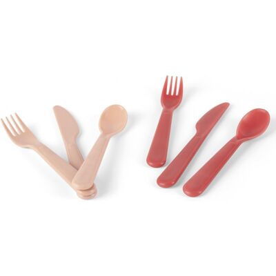 DANTOY Tiny Bio příbory Nude/Red 2ks 0m+ DANTOY Tiny Bio příbory Nude/Red 2ks 0m+
