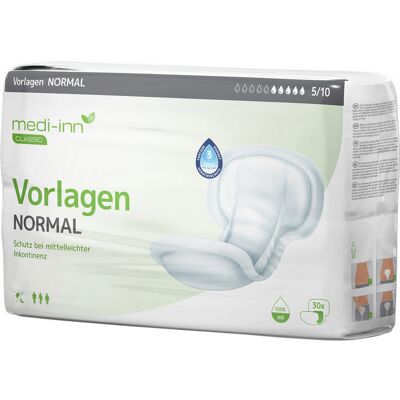 Medi-Inn Vorlagen inkontinenční pleny vložné normal 30 ks Medi-Inn Vorlagen inkontinenční pleny vložné normal 30 ks