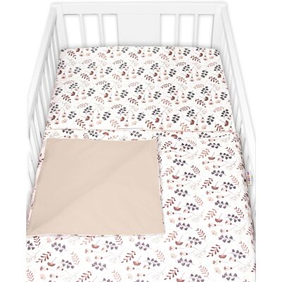 Baby Nellys Povlečení do postýlky, 2D sada bavlna - Louka, béžová/hnědá Baby Nellys Povlečení do postýlky, 2D sada bavlna - Louka, béžová/hnědá