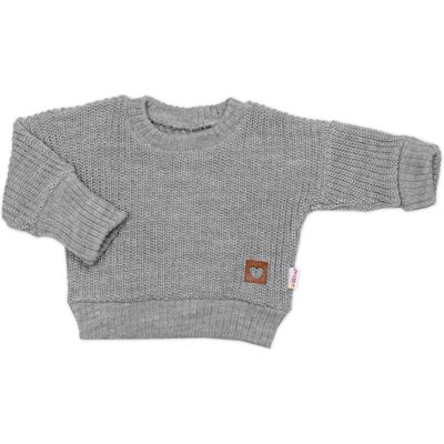 Baby Nellys Rostoucí oversize pletený svetřík pro miminko, šedý vel. 68/74 Baby Nellys Rostoucí oversize pletený svetřík pro miminko, šedý vel. 68/74