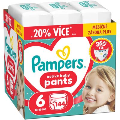Pampers Active Baby vel. 6 13–19 kg plenkové kalhotky 144 ks Pampers Active Baby vel. 6 13–19 kg plenkové kalhotky 144 ks